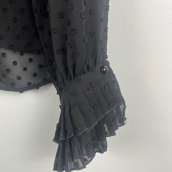 Sezane DANY SHIRT ruffle sheer black blouse size 36/S - Picture 5 of 8